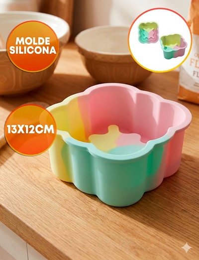 MOLDE SILICONA TRICOLOR CHARLOTTE CUADRADO 13X12CM