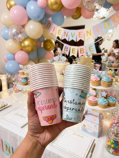 VASO BABY SHOWER ROSA 10PCS