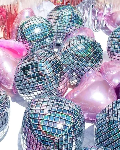 (2 unidades)GLOBO METALIZADO MINI BOLA/ESFERA 4D BOLICHE PLATA 10 PULG