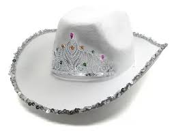 (1 UNIDAD) SOMBRERO CON CORONA Y LENTEJUELAS BLANCO