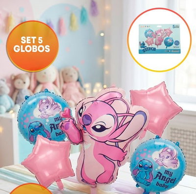 SET 5 GLOBOS METALIZADO ANGELA BESO (OFERTA WEB)