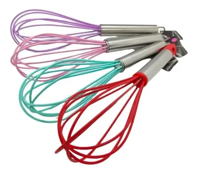 BATIDOR SILICONA CON MANGO METALICO 25CM (varios colores)