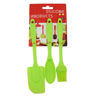 SET 3 UTENSILLOS SILICONA 22 CM ESPATULA PINCEL CUCHARA