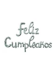 GLOBO METALIZADO FELIZ CUMPLEAÑOS FRASE CURSIVA PLATA