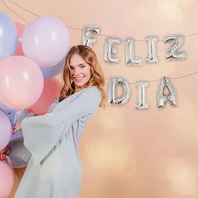 GLOBO METALIZADO FELIZ DIA FRASE IMPRENTA 40CM