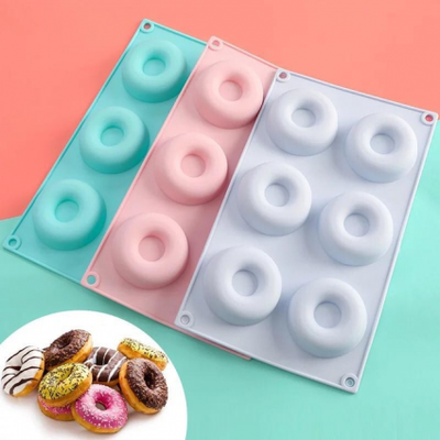 MOLDE SILICONA PARA 6 DONAS LISAS