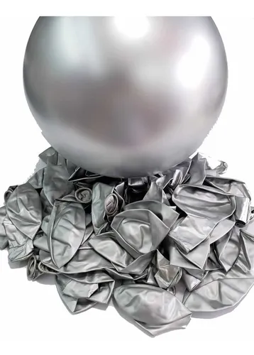 GLOBOS DE LATEX CHROME 10 PULG 1.8 GR X 10U PLATA