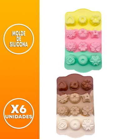 MOLDE SILICONA FLORES X12 TRICOLOR 