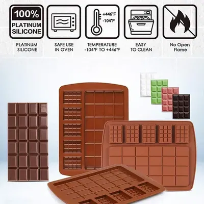 MOLDE SILICONA TABLETA DE CHOCOLATE GRANDE Y CHICA 14X18 CM APTO HORNO