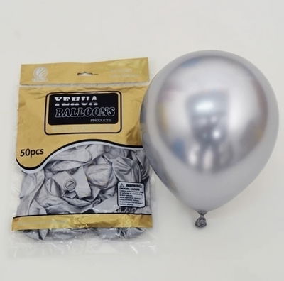 GLOBOS DE LATEX CHROME 10 PULG 1.8 GR X 50U PLATA