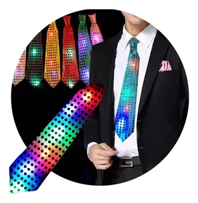CORBATA LENTEJUELA CON LUZ X 5 UNIDADES