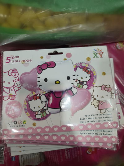 SET 5 GLOBOS METALIZADOS HELLO KITTY X 2 UNIDADES