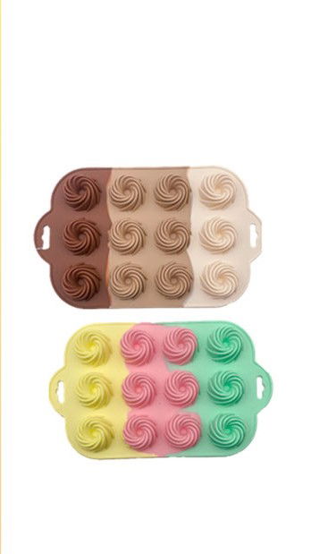 MOLDE SILICONA TRICOLOR MINI SAVARIN REMOLINO 28X17CM