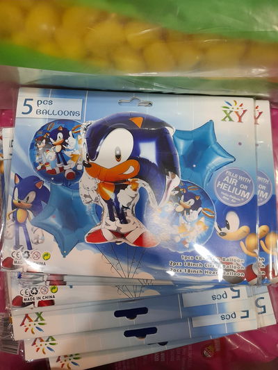SET 5 GLOBOS METALIZADOS SONIC X 1 UNIDAD