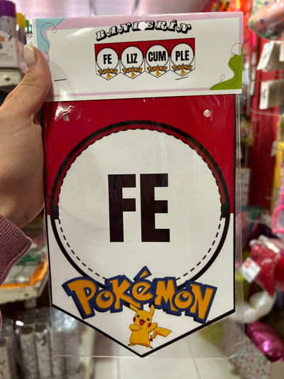 BANDERIN PERSONAJE POKEMON FELIZ CUMPLE