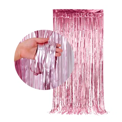 CORTINA METALIZADA 1X2 M ROSA (1 UNIDAD)