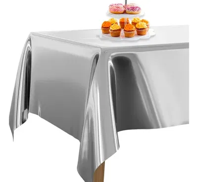 MANTEL METALIZADO 137X183 CM PLATEADO