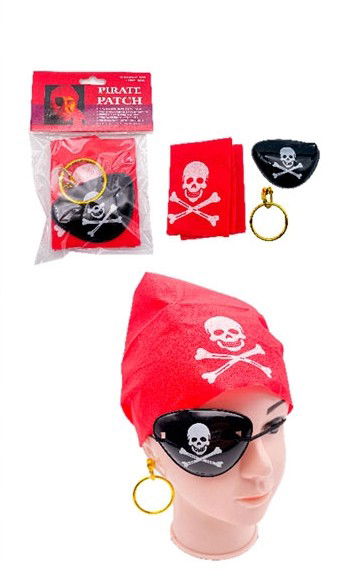 SET PIRATA 3PCS PARCHE BANDANA Y ARO 