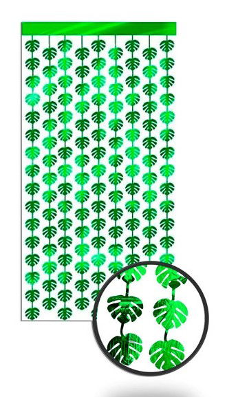 CORTINA METALIZADA HOJAS VERDES 1X2M