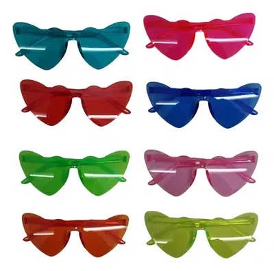 ANTEOJOS ACRILICO CORAZÓN X 5 VARIOS COLORES