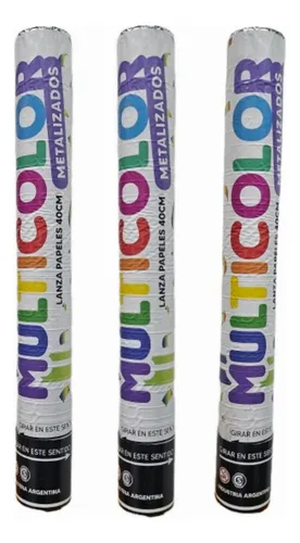 CAÑON LANZA PAPEL MULTICOLOR X 40CM IMPORTADO X 1 UNIDAD