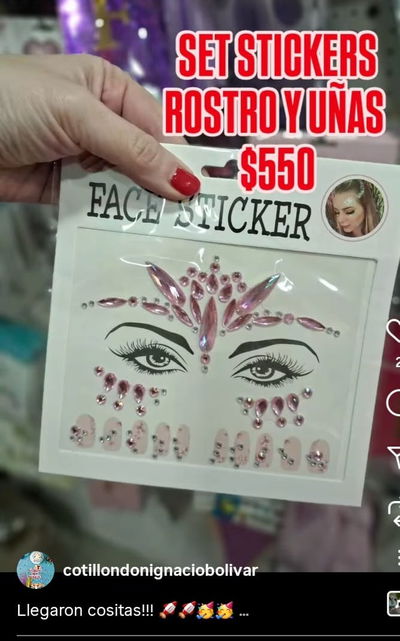 CRISTALES AUTOADHESIVOS PARA ROSTRO Y UÑAS X 1