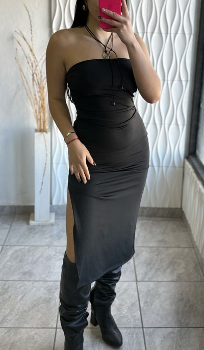 VESTIDO STRAPLESS/ MICROFIBRA