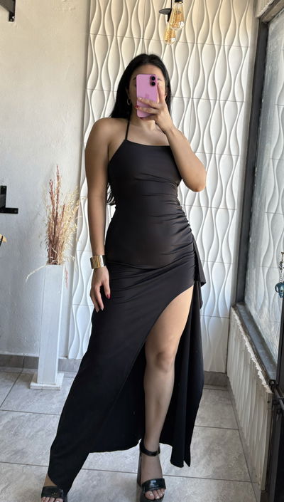 VESTIDO AGOSTINA/ VOLADOS MICROFIBRA 