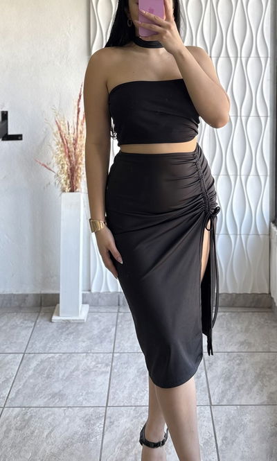 POLLERA FRUNCIDO/MICROFIBRA