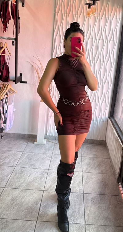 VESTIDO ANI CINTO- MICROFIBRA