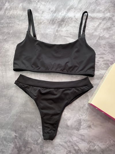 HORMONA Conjunto top microfibra C/Less cintura alta 