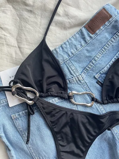 Bikini TOKIO negra con aplique 