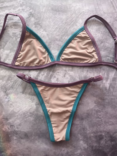 Bikini PRETA combinada de lycra (corpiño triangulo y less regulable)