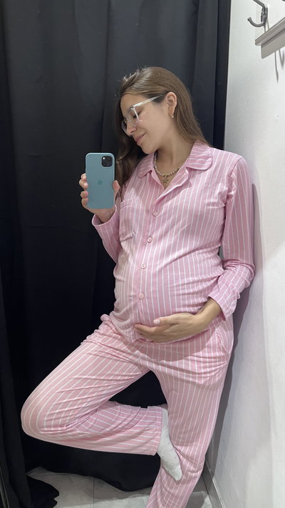 Pijama camisero con botones y pantalón a tono con bolsillos HORMONA 