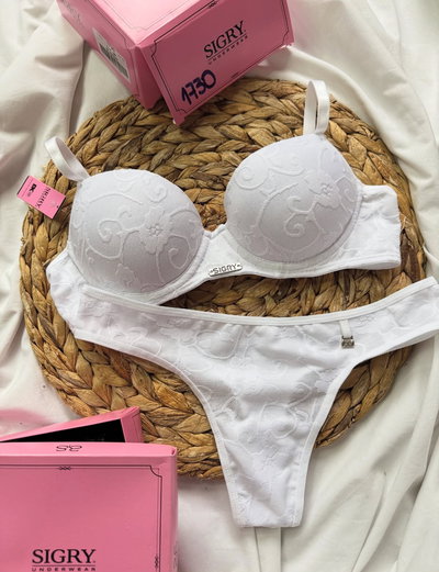 Conjunto SIGRY 1730 de microfibra,corpiño taza soft sin push up y less 