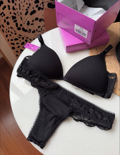 Conjunto BELEN 6085 corpiño triangulo soft y less (morley y encaje)