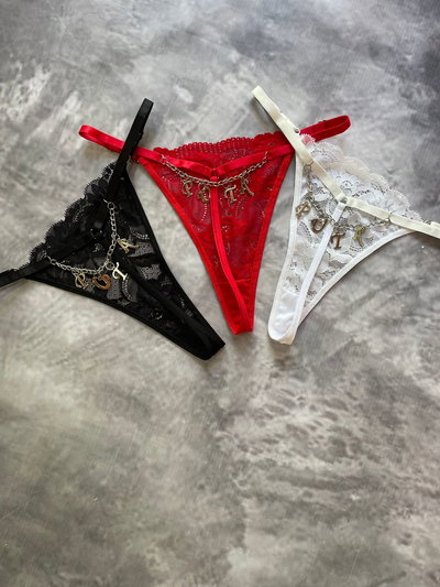 Colaless HILO regulable,con detalle de moño y cadena con frase 