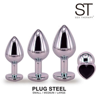 Plug anal de acero medium, gema negra
