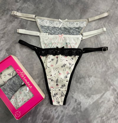HORMONA Colales regulable  Pack X3 Algodón/Lycra ESTAMPADA C/Puntilla