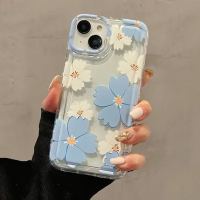 Case reforzada flores celestes y blancas