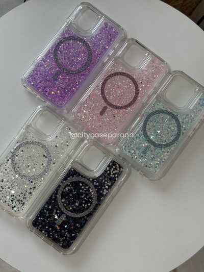 Case MagSafe glitter reforzada