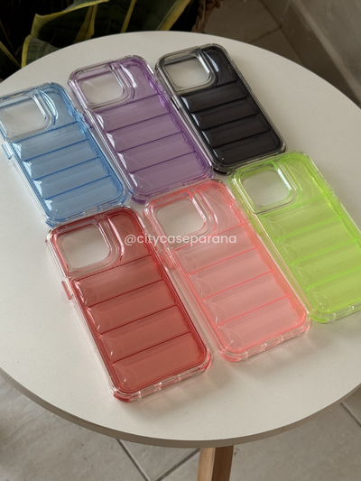 Case puffer color transparente