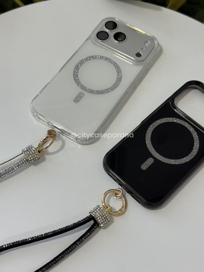 Case MagSafe glam + correa strass