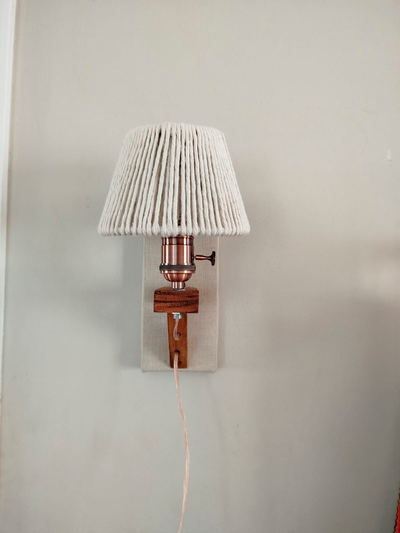 Combo X2 Veladores De Pared Tapizado En Lino Portalámpara Vintage