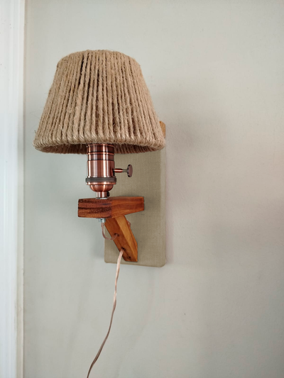 Velador De Pared Tapizado En Lino Portalámpara Vintage