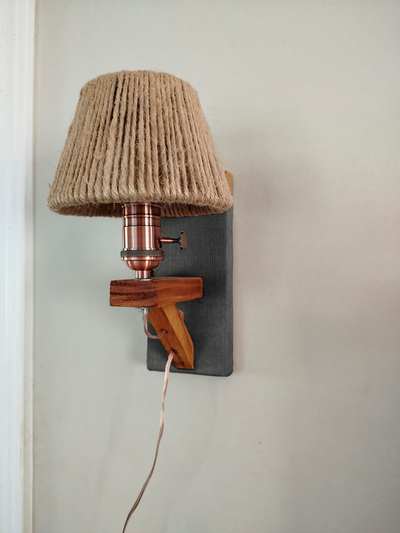 Combo X2 Veladores De Pared Tapizado En Lino Portalámpara Vintage