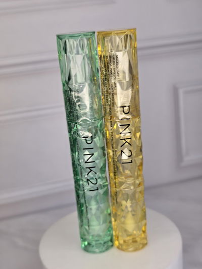 lip oil pink 21 verde y amarillo