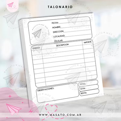 Talonario de pedidos