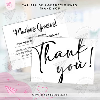 Tarjeta de Agradecimiento "Thank You"