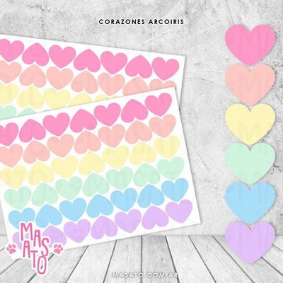 Stickers Mini corazones ARCOIRIS